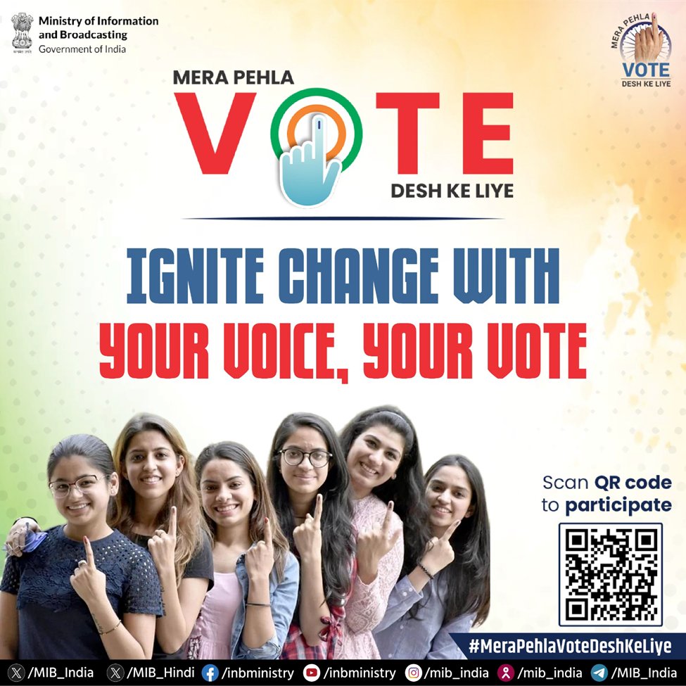 Ignite change with the power of your voice and your first vote Let's pave the path for a #ViksitBharat together, where progress and opportunity flourish for all! #MeraPehlaVoteDeshKeLiye