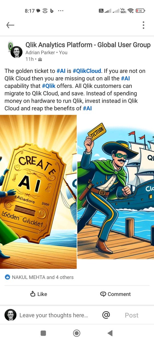 parkerauk's tweet photo. @qlik #QlikCloud is your destination for #AI. Why not migrate #today ? https://t.co/Xz3sOYlPA4