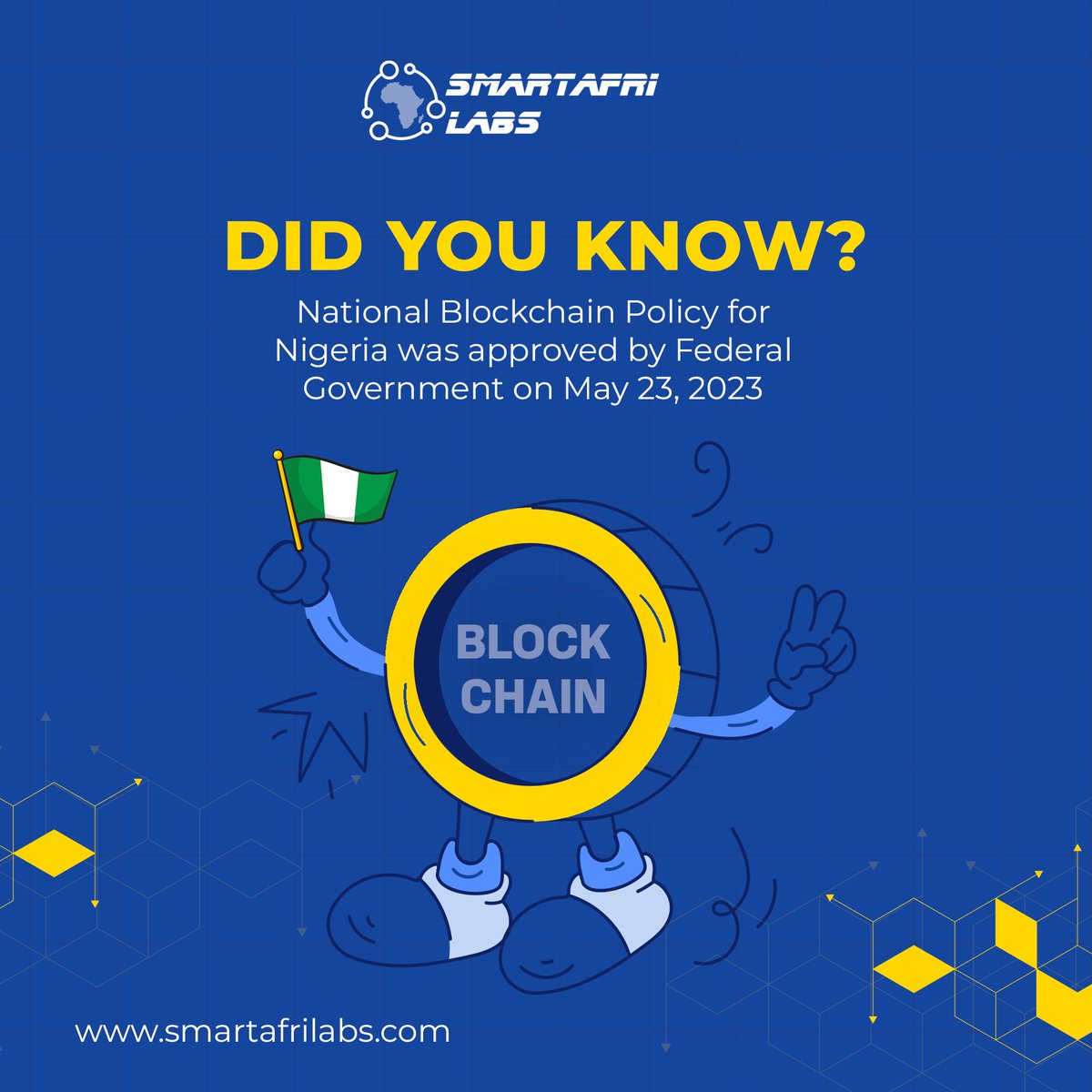 It's a new day, let's discover this fact about Blockchain in Nigeria that you probably don’t know about. #SmartAfriLabs #Blockchain #BlockchainTechnology #nationalblockchainpolicy #didyouknowfacts #technology #Facts