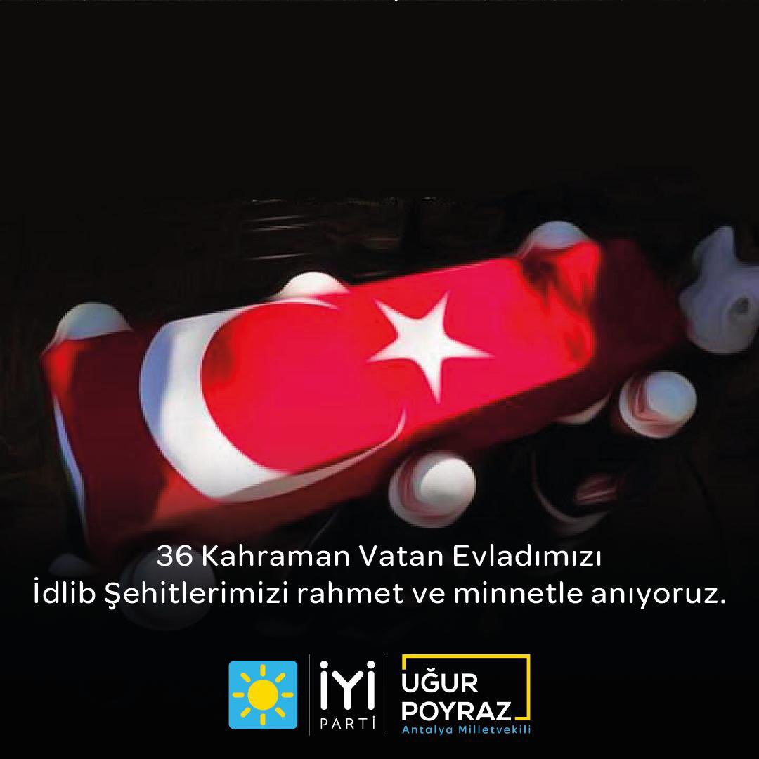 UGUR__POYRAZ's tweet photo. 27 Şubat 2020 hiç aklımızdan çıkmadı, çıkmayacak. Şehit edilen 36 Kahraman Vatan Evladımızı İdlib Şehitlerimizi rahmet ve minnetle anıyorum.

Ruhları şad, mekanları cennet olsun.🇹🇷 https://t.co/fxcdH2wKlO
