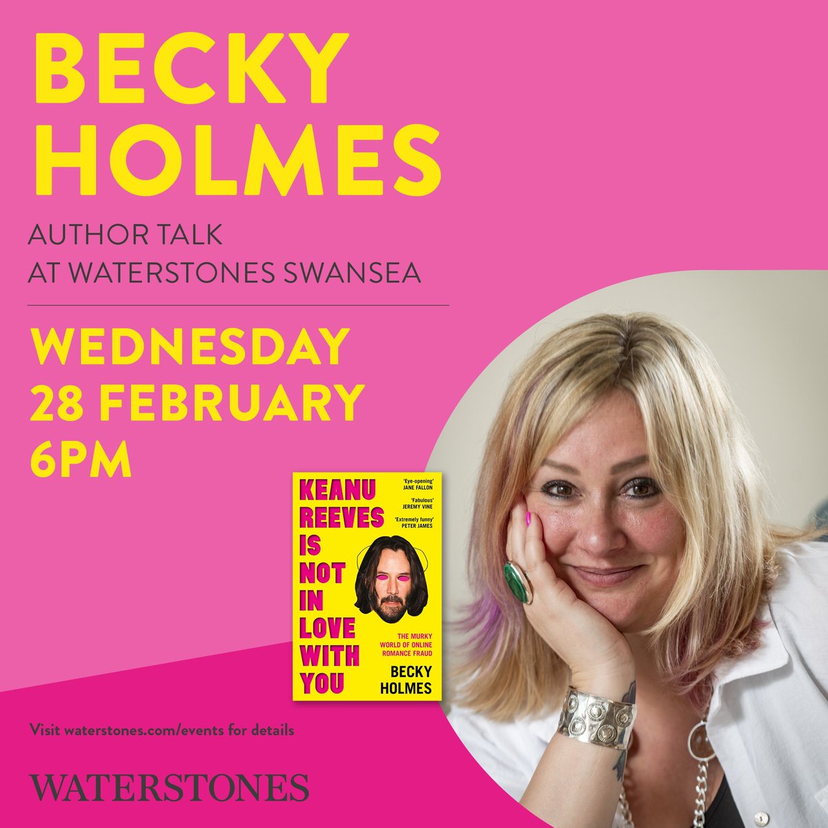 swanseastones's tweet photo. Doors open in 30 minutes.

TOMORROW! 6PM!

BECKY HOLMES! @deathtospinach

Keanu Reeves Is Not In Love With You - the murky world of online romance fraud

https://t.co/bUMVKaIvtW https://t.co/FdU7yxLqma