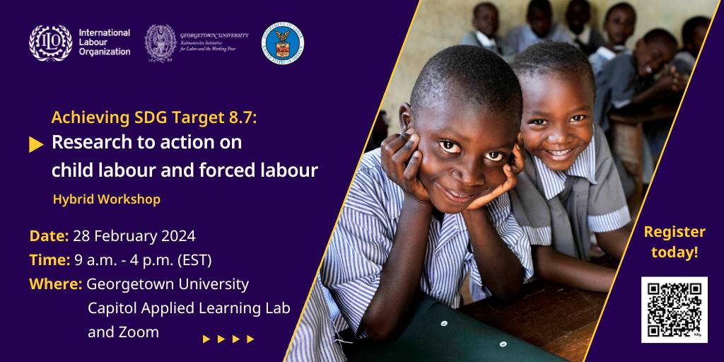 Tomorrow! 9 am (EST) 3 pm (CEST) Join us at this workshop to hear from policymakers, practitioners, and researchers about their experiences to #EndChildLabour & #EndForcedLabour. Together, we can make a difference. 👉 bit.ly/494HVbg