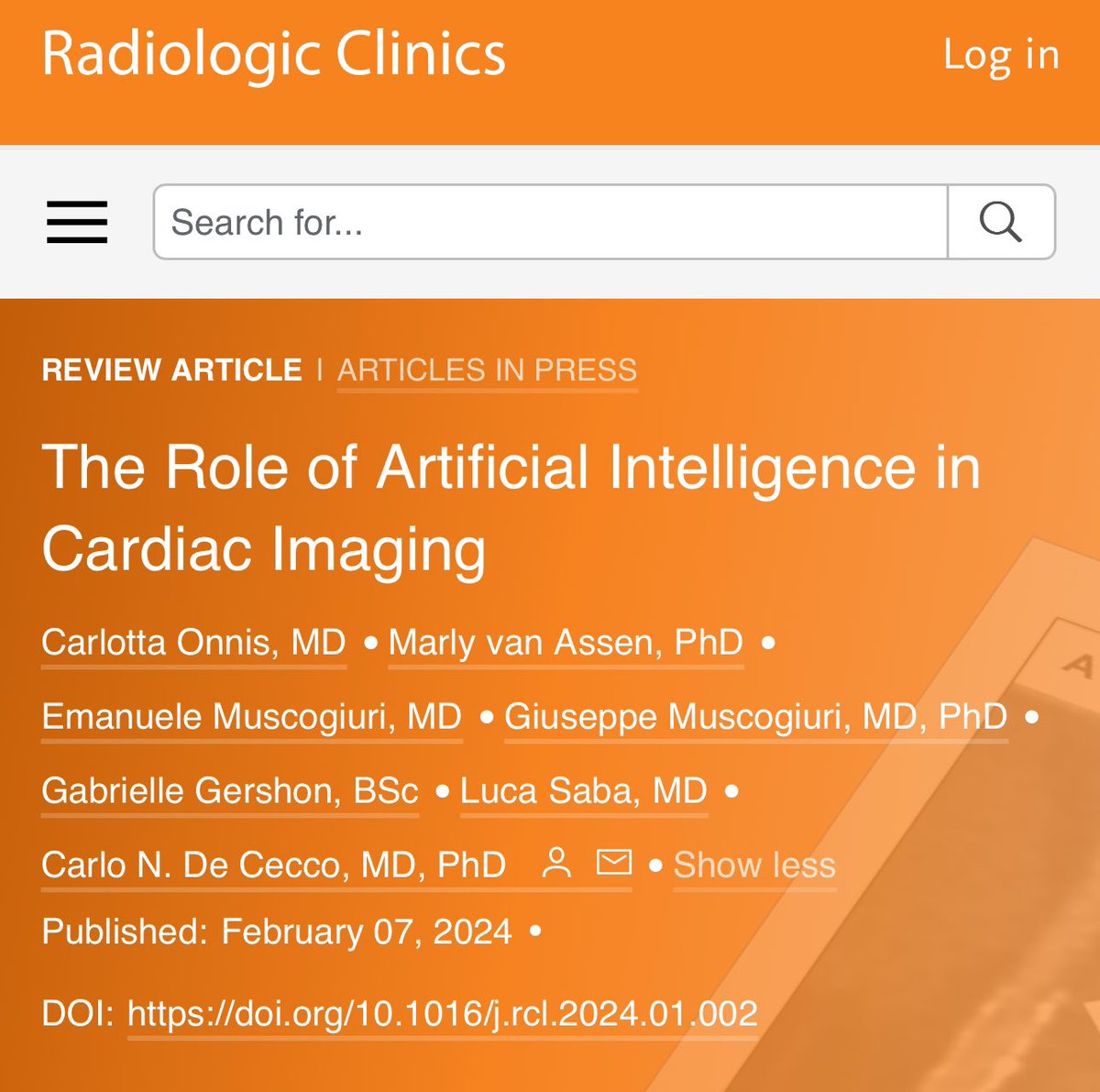 Do not miss the latest paper from the @EmoryRadiology @Heart_AI_Lab led by @CarlottaOnnis on AI in Cardiac Imaging. shorturl.at/pwACM I am thankful to all the Coauthors for the great effort & collaboration #AI #cardiacimaging #YesCCT #WhyCMR