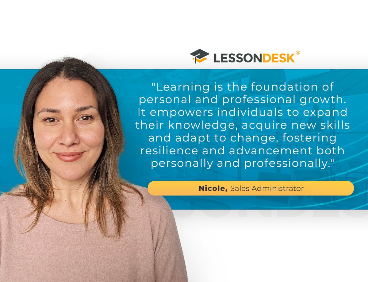LessonDesk's tweet image. We asked Nicole to explain the importance of staff training and how it enables employees to pursue their desired career paths. Her response captures the essence perfectly.
#stafftraining #PersonalGrowth #ProfessionalDevelopment #LearningAndDevelopment