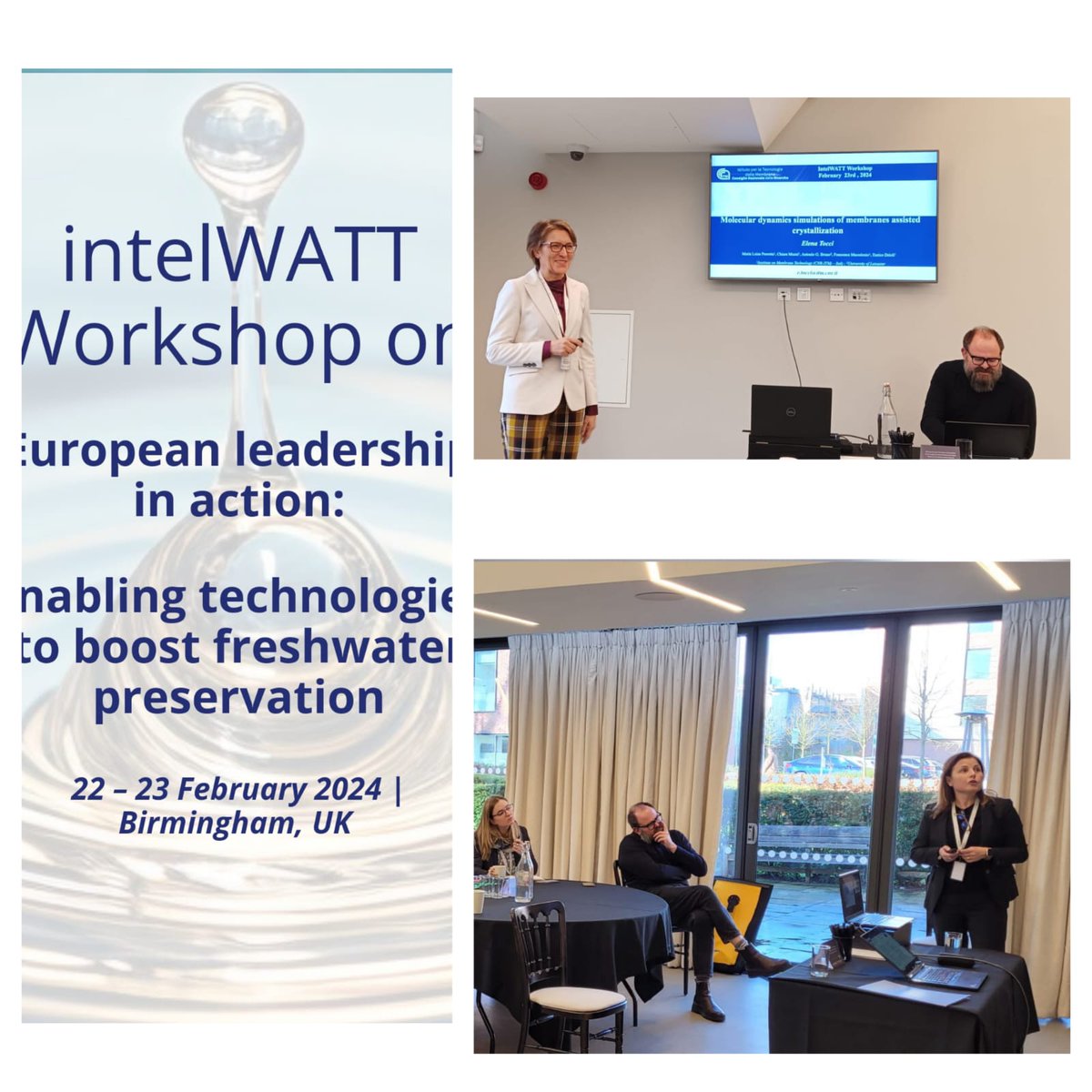 Enrica Fontananova and Elena Tocci presenting at the @intelwatt workshop “European leadership in action: enabling technologies to boost freshwater preservation” hosted at @unibirmingham 💧 🔍 #Workshop #WastewaterTreatment 🌊 @CNRsocial_