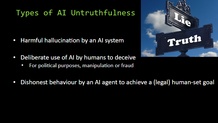 AIFaith_Civil's tweet photo. Workshop 1 underway, as Graham Budd outlines the 3 types of AI untruthfulness
#VirtuousAI https://t.co/GjL23fhZeR