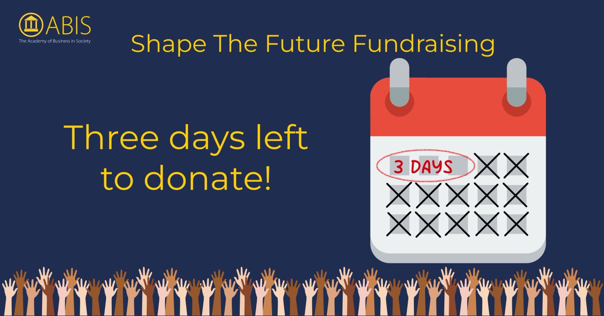 ⌛️Last 3 days to show your commitment to sustainability &amp; business education by supporting our “Shape The Future” Fundraising, allowing SMEs, start-ups &amp; small business schools to join ABIS network &amp; share best practises among members.
ℹ️ Info &amp; Donation: shorturl.at/nvMW0