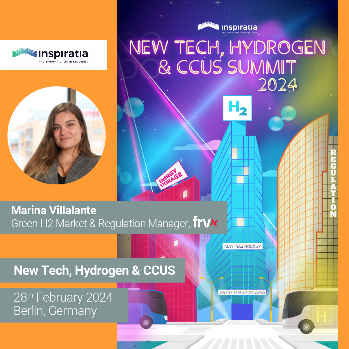 🗓️🇩🇪 Tomorrow, the New Tech, #Hydrogen and CCUS Summit arrives in Berlin!

🗣️ Marina Villalante, Green H2 Regulation Manager at FRV-X, will be the voice of #FRV. She will explore the crucial industry issues to create a more sustainable future. 🌏

🫵 See you there! 

#FRVProjects