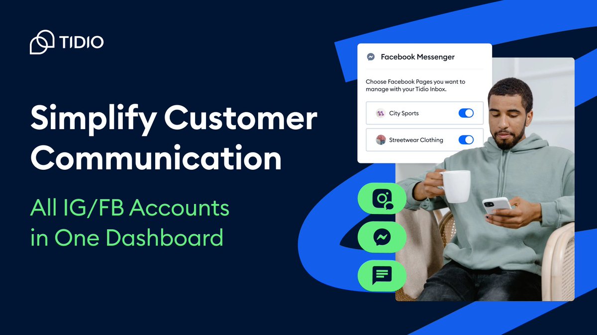 tidiocx's tweet image. Respond to customers across multiple social media accounts. Connect it to Tidio and see all your conversations in a unified dashboard. 

Track conversation sources, switch seamlessly, and manage with ease. Give it a try now! 🚀

#Multichannel #CustomerService #InstagramChatbot