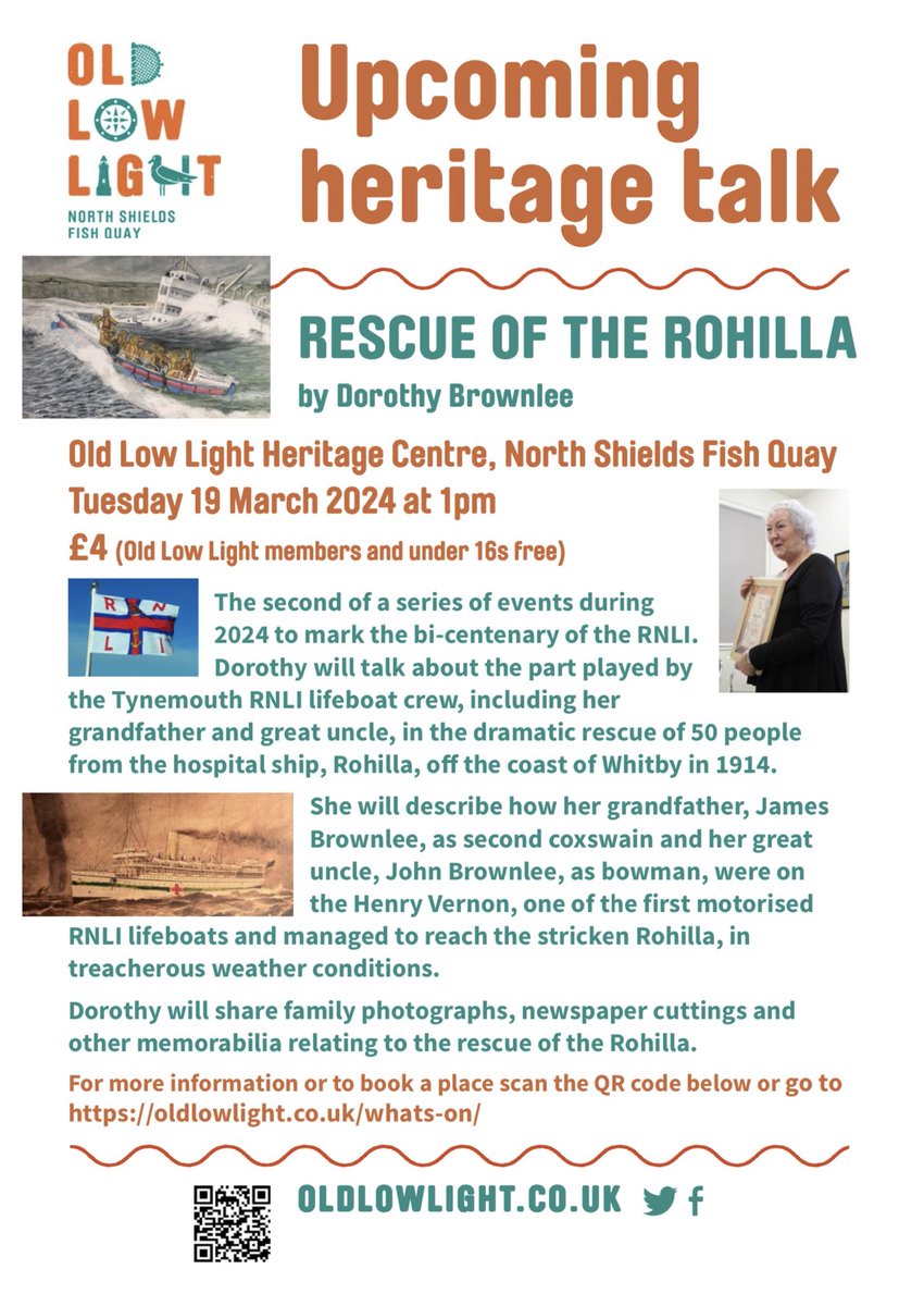 Celebrating RNLI200 with local rescue story the Henry Vernon, one of first motorised lifeboats, reached hospital ship Rohilla off Whitby, saving 50 people, including captain & ship’s cat. oldlowlight.co.uk/event/heritage… ⁦@TynemouthRNLI⁩ ⁦@RNLI⁩ ⁦@coble_and_keel⁩