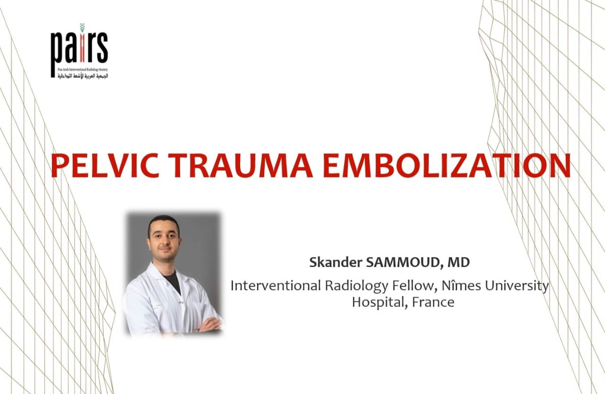 📢Don't miss watching the PAIRS RFS new video 'Pelvic Trauma Embolization' given by Skander Sammoud, Fellow, France , RFS main team is uploaded now on pairs-society.org/pelvic-trauma-… 🔔PAIRS membership is for free #PAIRS #PAIRS_RFS 🌟#Was_Once_A_Beginner