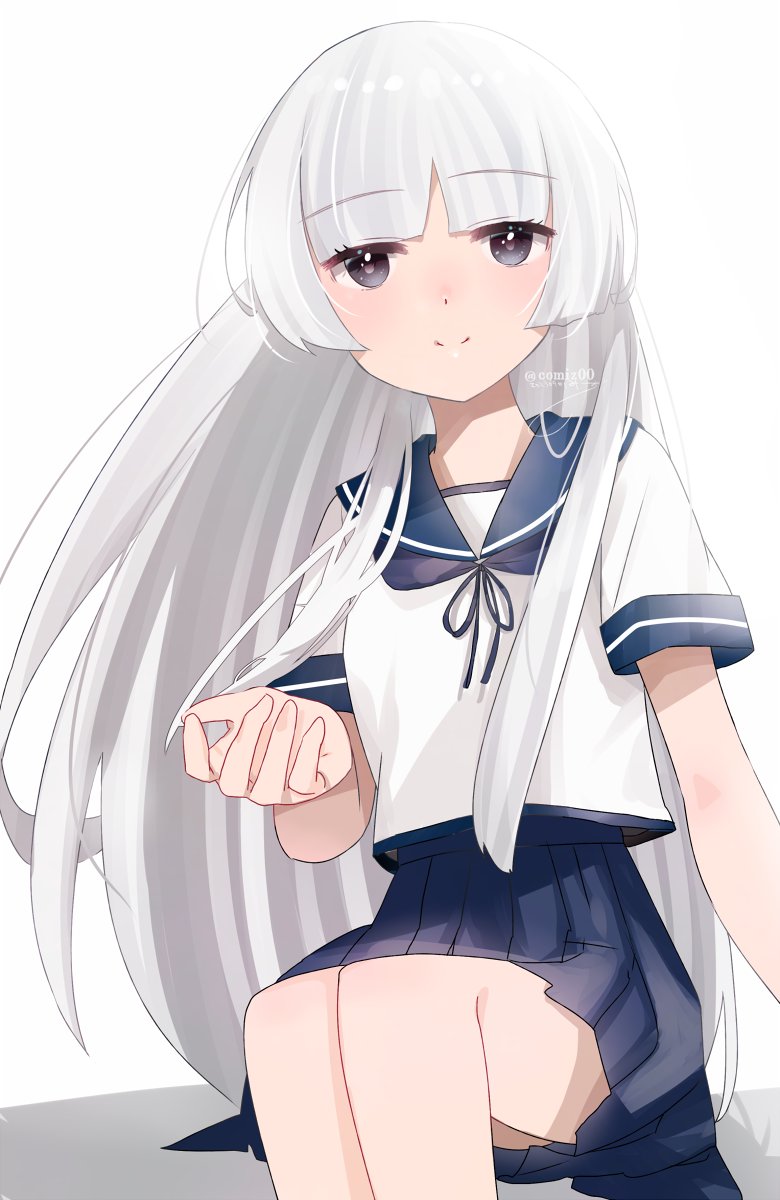 1girl long hair solo skirt school uniform serafuku sailor collar  illustration images