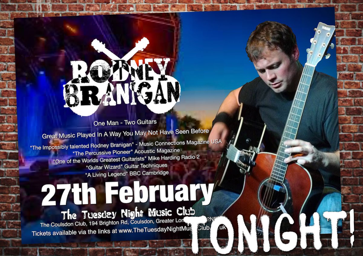 TONIGHT Rodney Branigan makes his debut at The Tuesday Night Music Club! There'll be some tickets available on the door at just £15. Doors at 7, show starts at 8 so get in early, grab a seat and take advantage of that cheap bar! @gr8musicvenues @whatsoninsurrey @WhatsOnCroydon