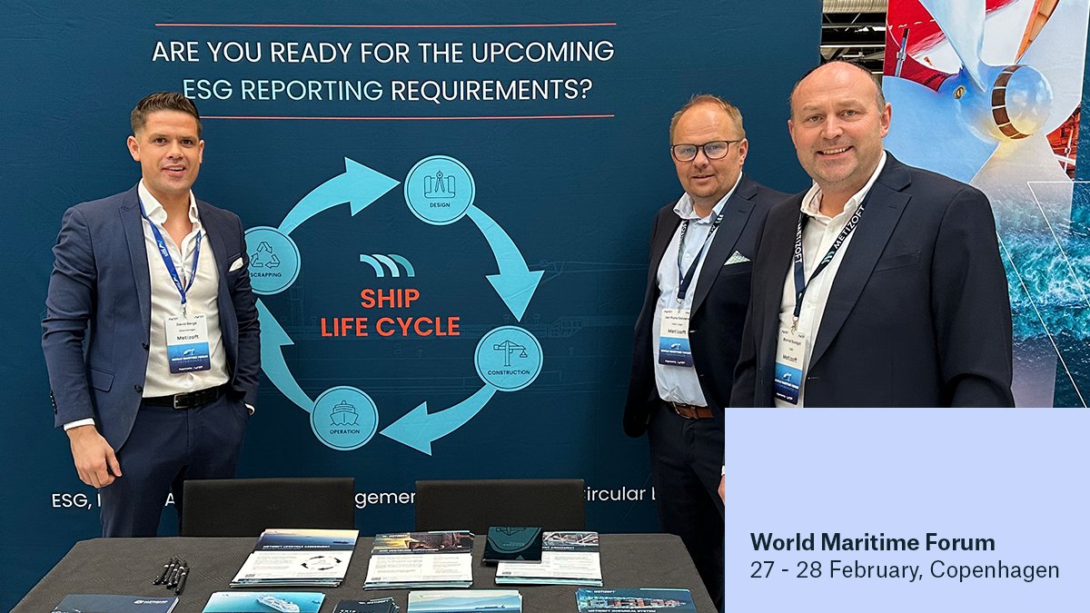 MetizoftAS's tweet image. Meet David, Jan Rune and Øyvind at the World Maritime Forum in Copenhagen today and tomorrow!

If you're at the event, stop by and say hello 👋 and learn more about how we streamline ESG reporting and maritime compliance to save you time, resources and headaches.