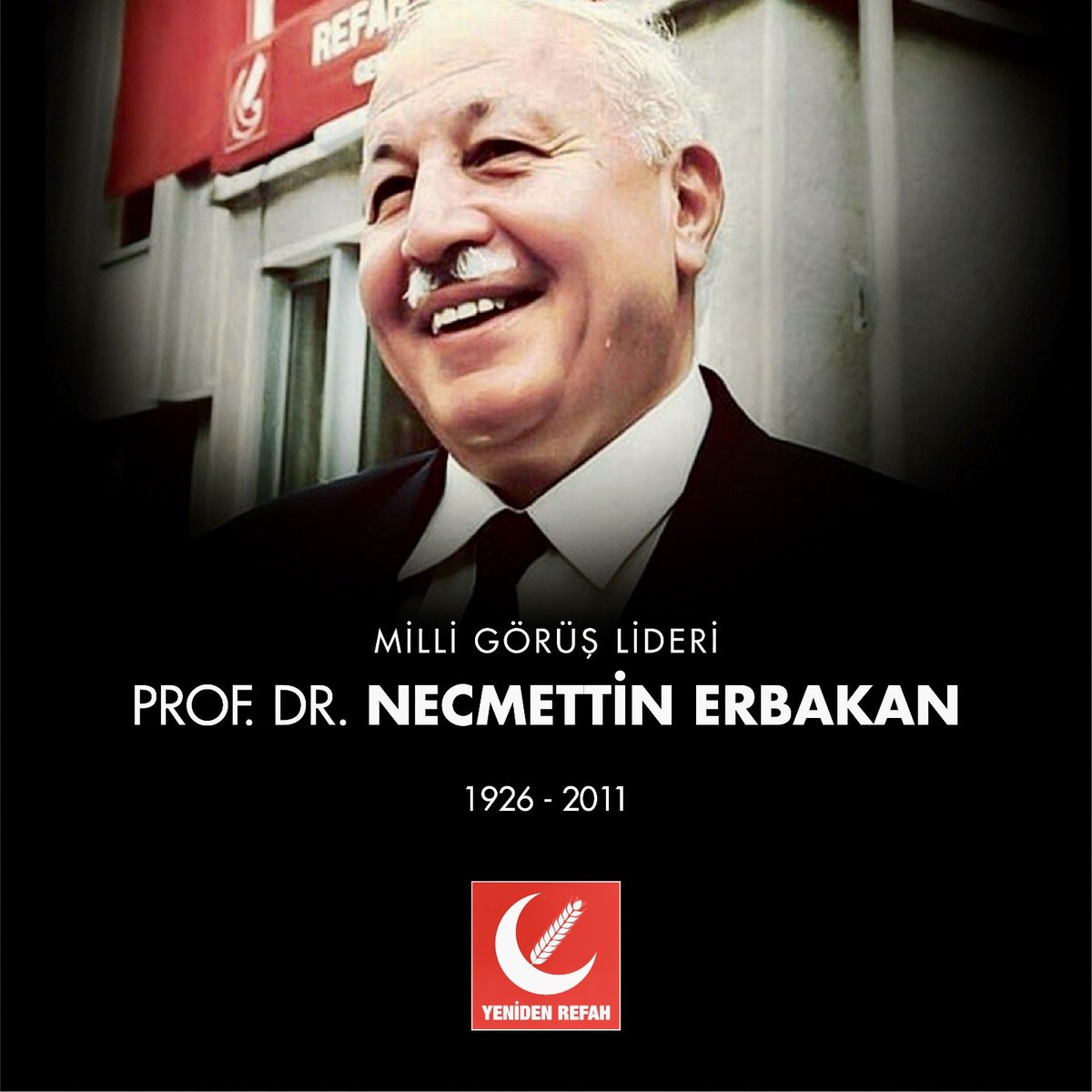 Milli Görüş hareketinin kurucusu, davamızın öncüsü, büyük devlet adamı, hocamız Prof. Dr. Necmettin Erbakan'ı vefatının 13. yıl dönümünde rahmetle yâd ediyorum. 

Onun açtığı yolda kararlılıkla ilerlemeye devam edecek ve Milli Görüş'ü yeniden iktidara taşıyacağız.