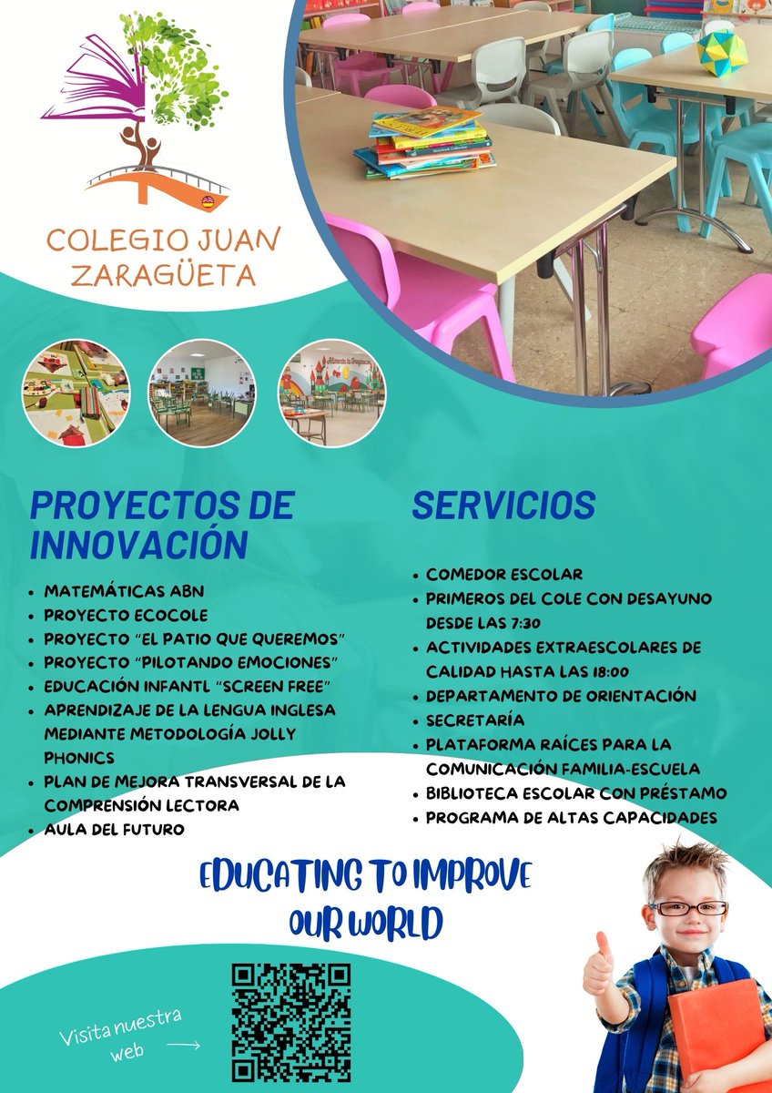 ceip_zaragueta's tweet photo. ¿Quieres conocer un colegio cercano y familiar en el que tu hijo sea algo más que un número? Ven a visitarnos a nuestras jornadas de puertas abiertas y conoce otra forma de educar. #puertasabiertas #admisión #colegioshortaleza #otraformadeeducar  #educacióninfantil #valdebebas https://t.co/85O2w9etYD