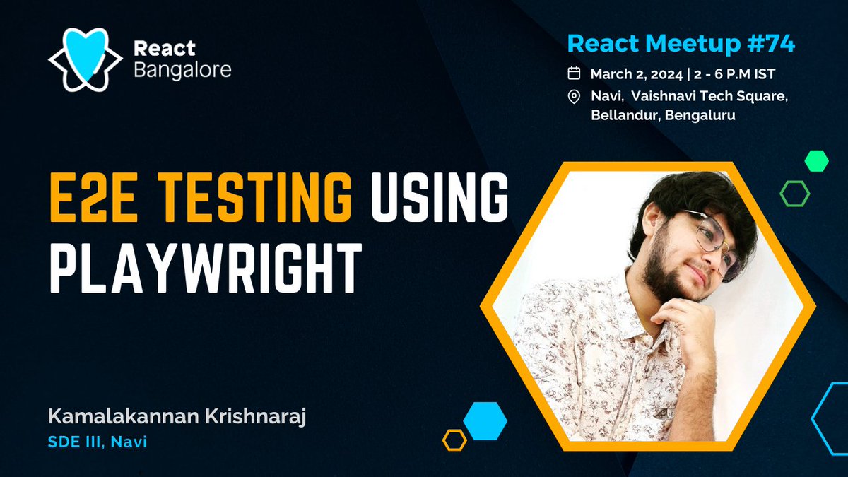 In our next meetup, @its_Kamal_15 will share his insights on E2E testing with Playwright.

Register to join us at the meetup
meetup.com/reactjs-bangal…