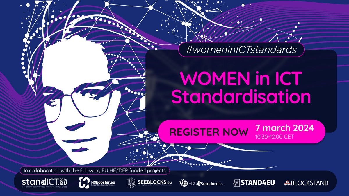HSboosterEU's tweet photo. 🎉 Celebrate #IWD2024 with us by joining the @Stand_ICT #HSbooster @SEEBLOCKS_eu @edu4standards @STAND4EU @BlockStandEU
Women in ICT #Standardisation Webinar
🗓️ 7 March 2024, 10:30-12:00 CET
👩🔬 In line with the @UN #InvestInWomen campaign, let's dive into the transformative role of women in #ICTstandardisation.
🔍 Discover why empowering women in tech is crucial for global #innovation and #standards development.
💡 Explore the significance of gender diversity in tech and the impact of women's contributions to #ICTstandards.
🚀 Gain invaluable insights on the 8 main policy priorities from the @EU_Commission 2024 Annual Union work programme for #European #standardisation
✍️ Register now: https://t.co/59gmv9QTg2