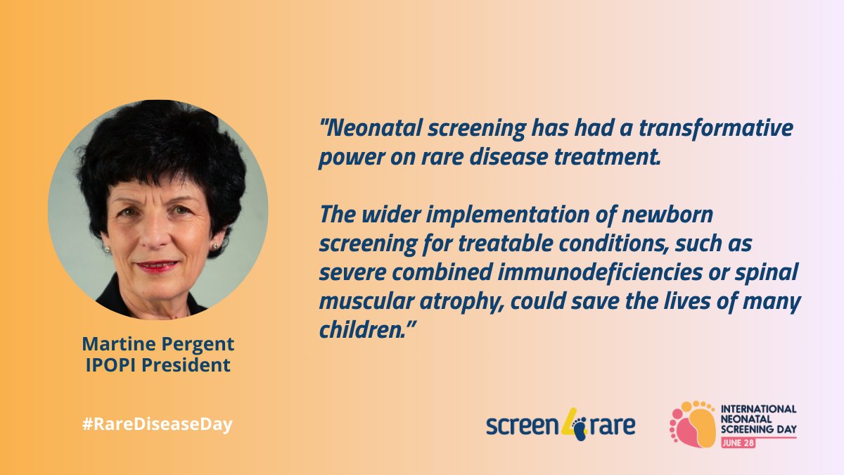 Each day matters for babies with treatable rare diseases. Timely diagnosis and treatment can radically improve a child’s #health outcome and even save their lives.

IPOPI President <a href="/martinepergent/">Martine Pergent</a> says 👉

#NeonatalScreeningMatters #INSD
