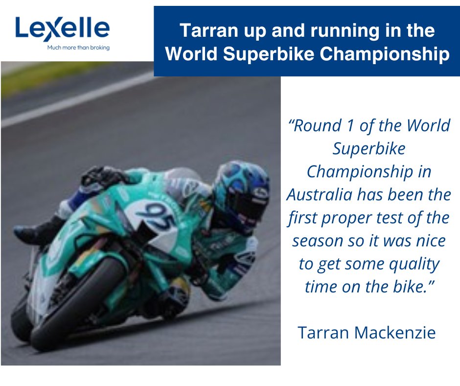 LexelleLimited's tweet photo. @tarranmac95 has had a busy start to the season at round 1 of the World Superbike Championships! Read more about his races at the Philip Island Circuit in Australia here👇
https://t.co/bdMxd1rUje 

#WorldSBK #AustralianWorldSBK https://t.co/lhj5uksCaq