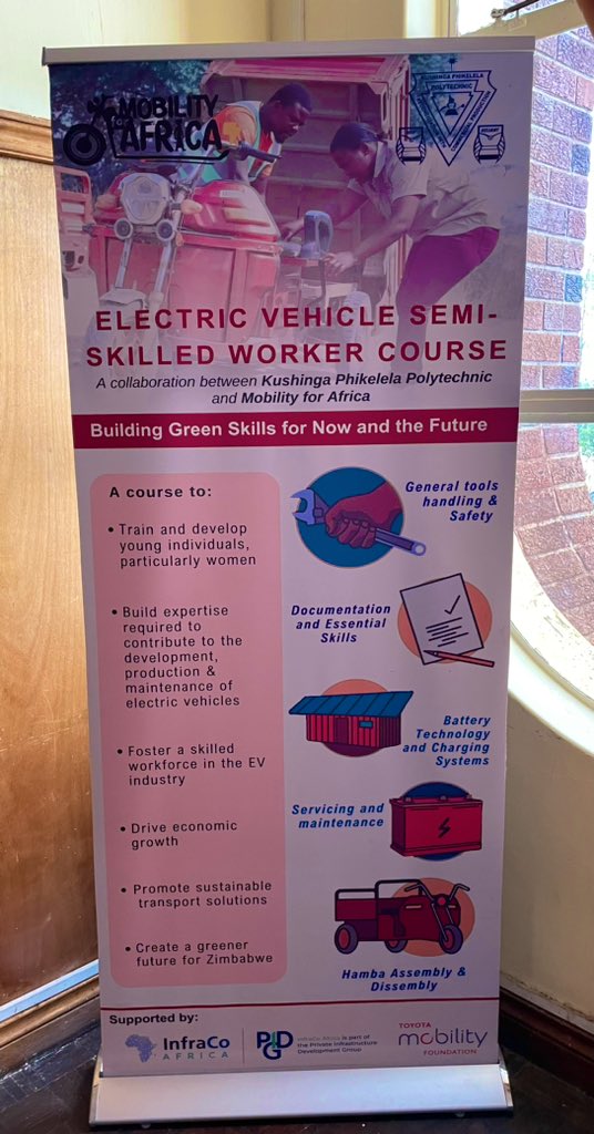 KUSHINGA PHIKELELA polytechnic. Meeting students learning to assemble, maintain &amp; repair the electric 3 wheeler ‘Hambas’ we increasingly see across Wedza, Chipinge, Domboshawa &amp; beyond. Will closely follow this innovation, future expansion &amp; impact. 

Muri kuenda ramberi!
