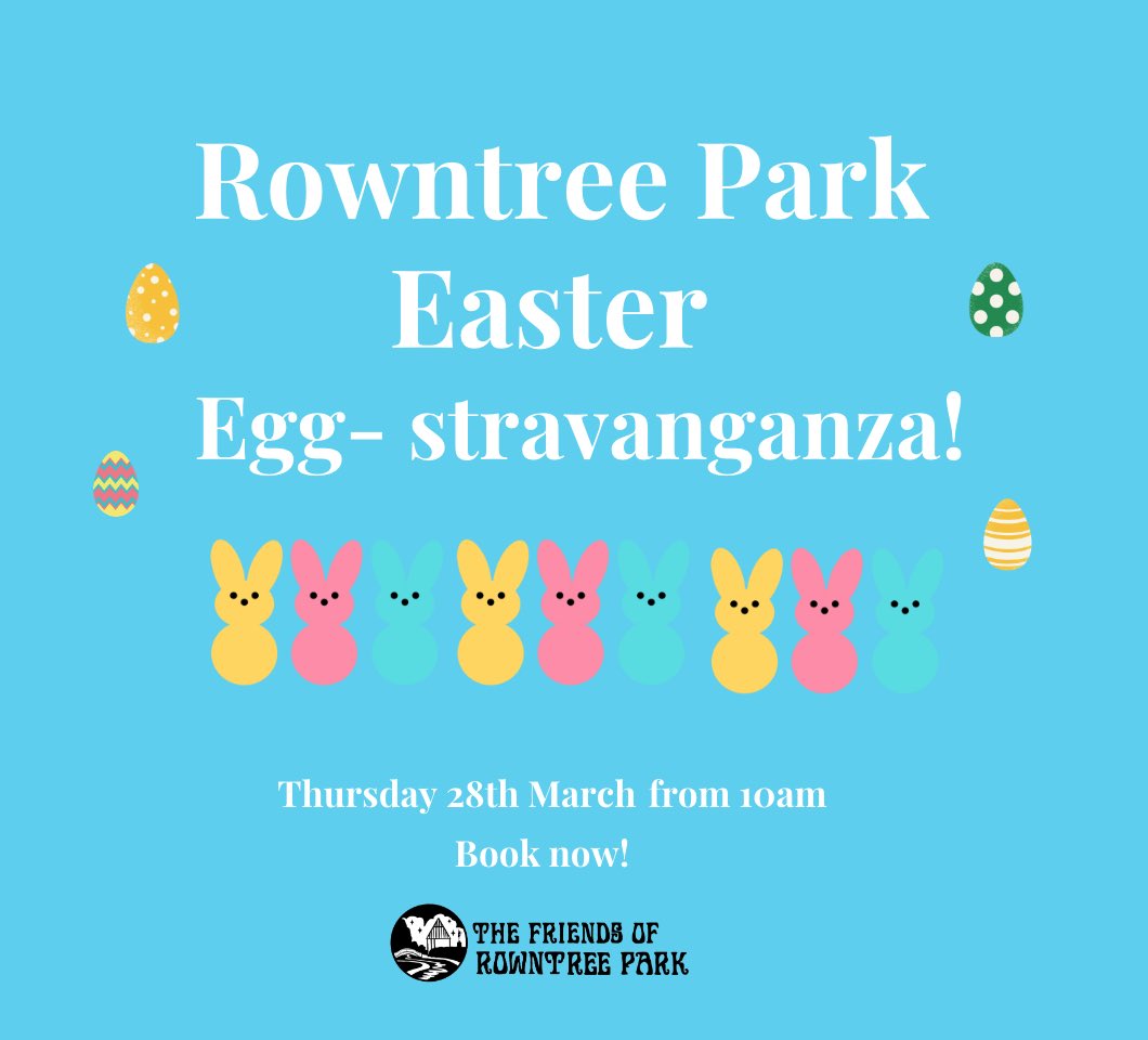 Have you booked your place for our ‘legendary’ Easter Trail in Rowntree Park yet? Only £2 a child and lots of fun! Thurs 28th of March from 10am- book your start time now: rowntreepark.org.uk/events/booking Please share the Easter love!