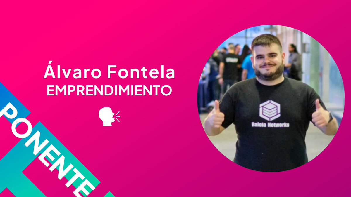 ¡Hoy  toca presentar a un nuevo ponente!  

Damos la bienvenida a nuestro cartel a  Álvaro Fontela (Alvaro Fontela Sanchez), CEO y cofundador de <a href="/RaiolaNetworks/">Raiola Networks</a> 💙💻

Se define como una persona tímida, pero es en realidad un auténtico Rockstar. 🎤 👨‍🎤

👇