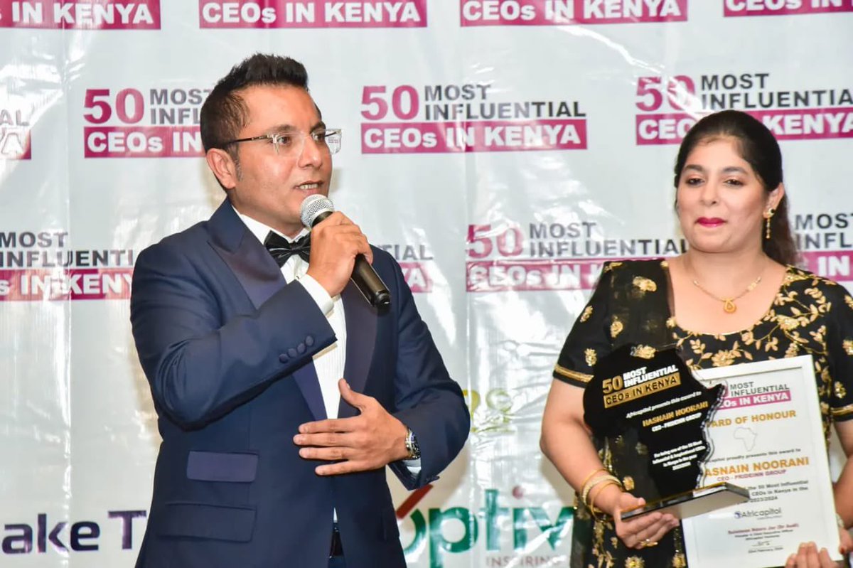 Mr. Hasnain Noorani @noorani.hasnain , CEO of PrideInn Group receiving his award as one of the 50 Most Influential CEOs in Kenya in the year 2023/2024. Congratulations Mr. Hasnain #50mostinfluentialceosinkenya #africapitol