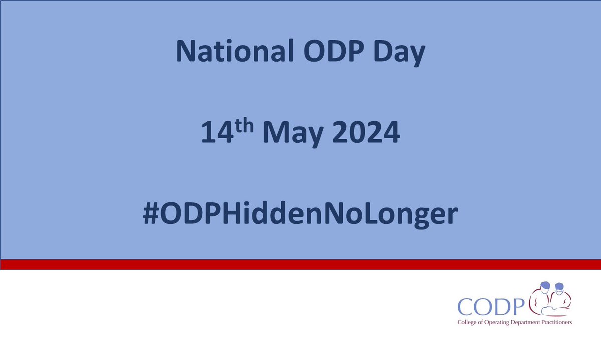 📢 National ODP Day 14th May 2024 Operating Department Practice is at times referred to as the ‘hidden profession’. This is perhaps due to Operating Department Practitioners #ODP working out of sight behind the operating theatre closed doors (1/6)