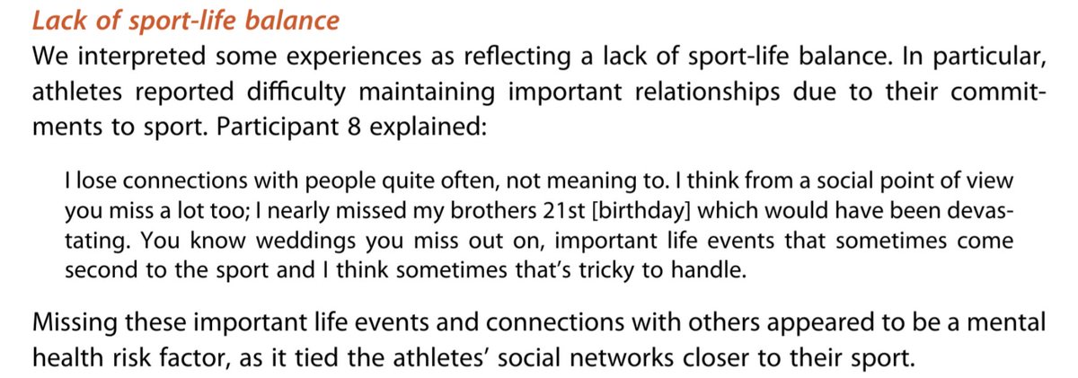 Really lucky to work with such a great team on this! I think its important to remember when we work with athletes around #mentalhealth in sport is that non-sport life is just as important. Creating systems that have balance will help athletes!

researchgate.net/publication/37…