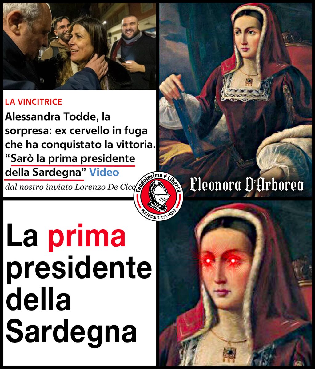 Giudicessa > Presidente Femmineo Potere fin dallo XIV secolo! #Sardegna2024 #Truzzu #Todde #Cagliari #Meloni #27Febbraio