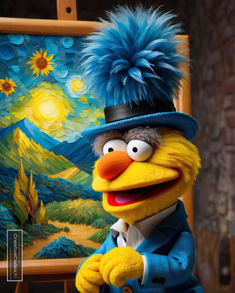 ROSHENDILAN's tweet image. Starry Night Muppet! ✨ This Muppet reimagines Van Gogh with Pixar charm &amp;amp; VRay rendering magic.
#VanGoghArt #MuppetArt #DigitalArt #creativity #creativecodexai #art #aiart #aiartcommunity #aiexperiment #ai