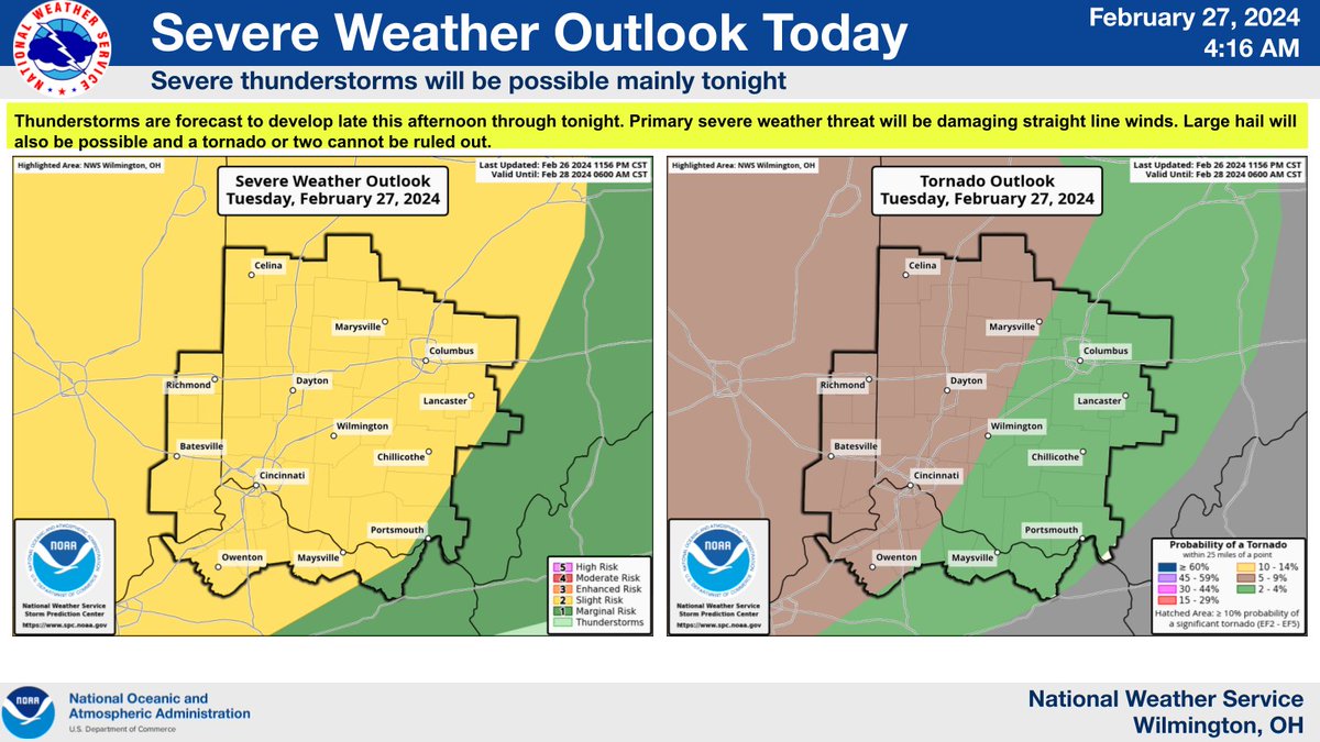 Some thunderstorms may be severe mainly tonight, and a tornado or two cannot be ruled out. Pay attention to the latest weather alerts, and seek shelter if you are in the path of severe weather.