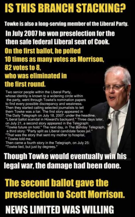 Agree.  We could have had a decent Member for #Cook all this time, and no disastrous PM Scotty!
#Towke was defamed in the #MurdochGutterMedia, he stood aside, & Scotty was 'in like Flynn'.  16 yrs ago.
Now #ScottyHasGone at last, Hallelujah!
#auspol