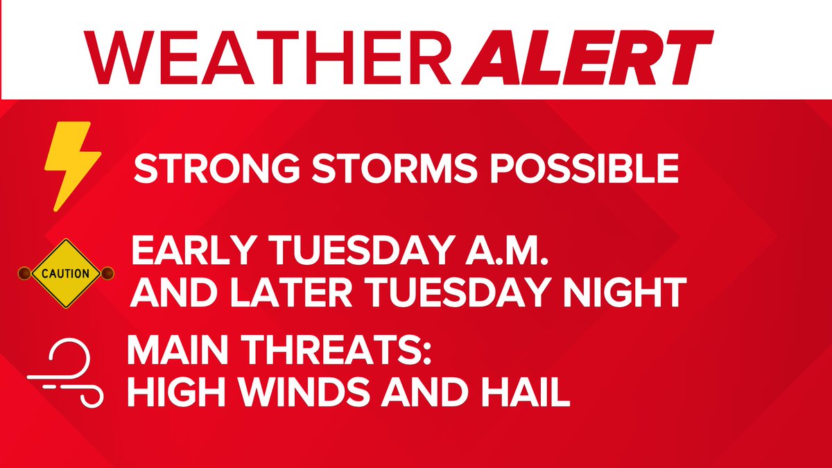 AngelaAn10TV's tweet photo. We begin this Tuesday morning with a #weatheralert.  Strong storms are coming... first round skirting by around the morning drive... but more coming by afternoon.  #WakeUpCBUS
@MadisonRykeWx  
@10TV https://t.co/bk5lggxTMj
