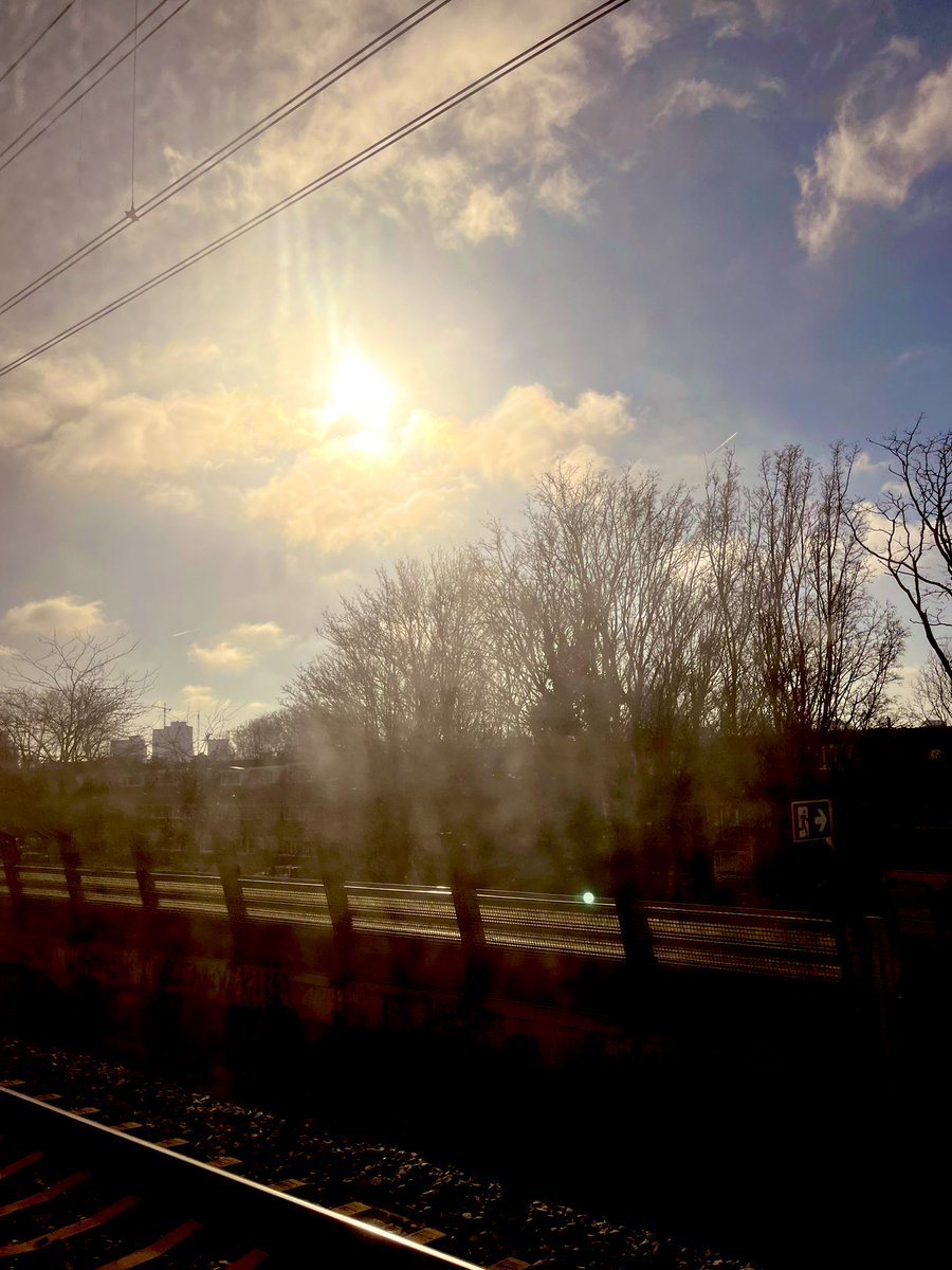 電車の窓はデロデロに汚れてるけど太陽が、太陽が！！出てるから全てヨシ。