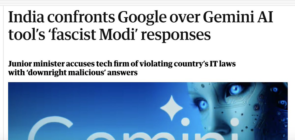 OriZilbershtein's tweet image. You thought Gemini&apos;s black popes or black nazis were &quot;funny&quot;.

Google&apos;s Gemini blunder release is slowly developing into a full scale international incident.

theguardian.com/world/2024/feb…