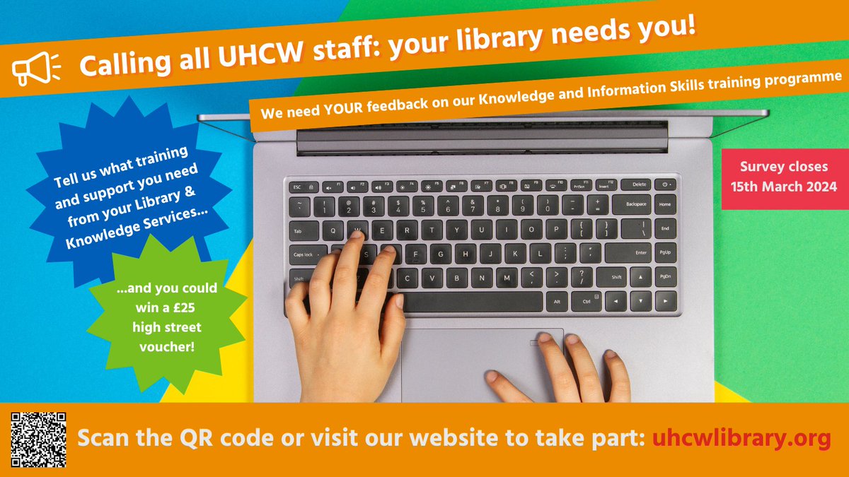 UHCW Knowledge and Library Services (@uhcwlibrary) on Twitter photo Stuck on your search strategy? Confused by critical appraisal? <a href="/UHCWLibrary/">UHCW Knowledge and Library Services</a> training sessions can help you improve your research skills - and now we need your help to improve our sessions! Tell us what you need from your library services here: surveymonkey.com/r/V78M3YZ Stuck on your search strategy? Confused by critical appraisal? <a href="/UHCWLibrary/">UHCW Knowledge and Library Services</a> training sessions can help you improve your research skills - and now we need your help to improve our sessions! Tell us what you need from your library services here: surveymonkey.com/r/V78M3YZ