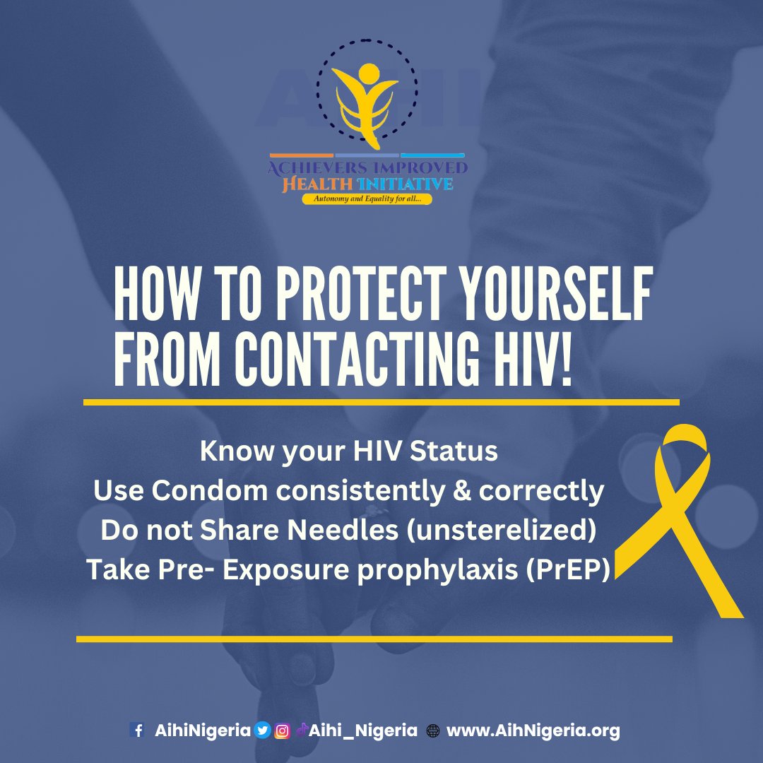 aihi_Nigeria's tweet photo. Take your sexual health seriously, embrace and encourage safer sex practices.
Checkout some tips on how to stay protected from HIV. 🌈💪
#HIVPrevention #HIVAwareness
#Staysafe #HealthTipsTuesday #MyHealthMyRight #stayhealthy #HIVfreeSociety https://t.co/WfYygbRrXE