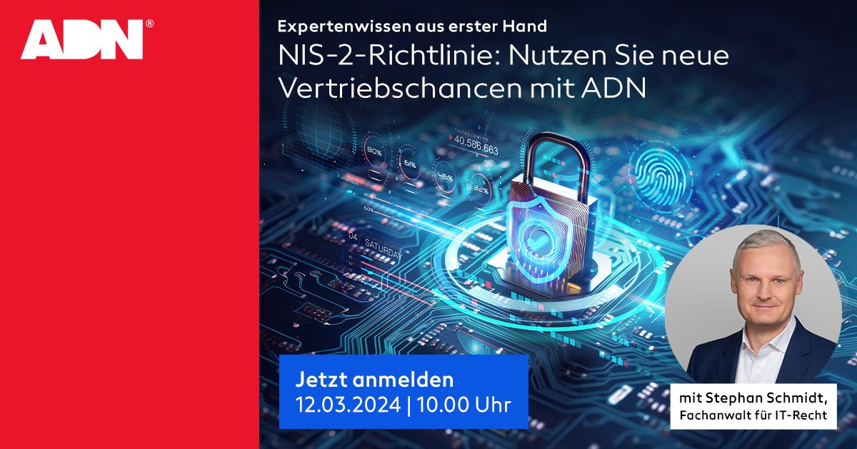 🚀 Entdecken Sie neue Geschäftsmöglichkeiten mit NIS 2! 💼💡 Sind Sie bereit, das Potenzial der neuen IT-Sicherheitsrichtlinie zu nutzen? Unser Webinar am 12.03.2024 um 10.00 Uhr zeigt Ihnen, wie Systemhäuser und MSPs von NIS 2 profitieren können. eu1.hubs.ly/H07Q0q-0 💻✨
