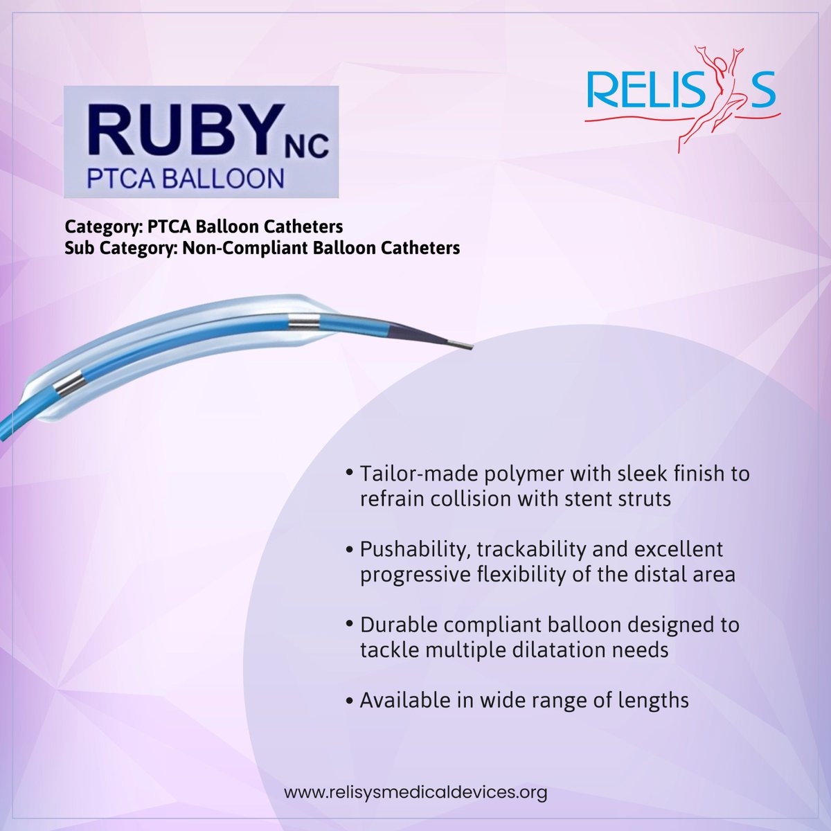 #RUBY NC: #Non_Compliant #PTCABalloon #Catheter #ruby #ptcaballooncatheter #postdilatationcatheter #relisysmedicaldevices #cardiology #catheter @relisysmedical For more details, visit: rb.gy/4xdvdq please drop us an email at: info@relisysmedicaldevices.org