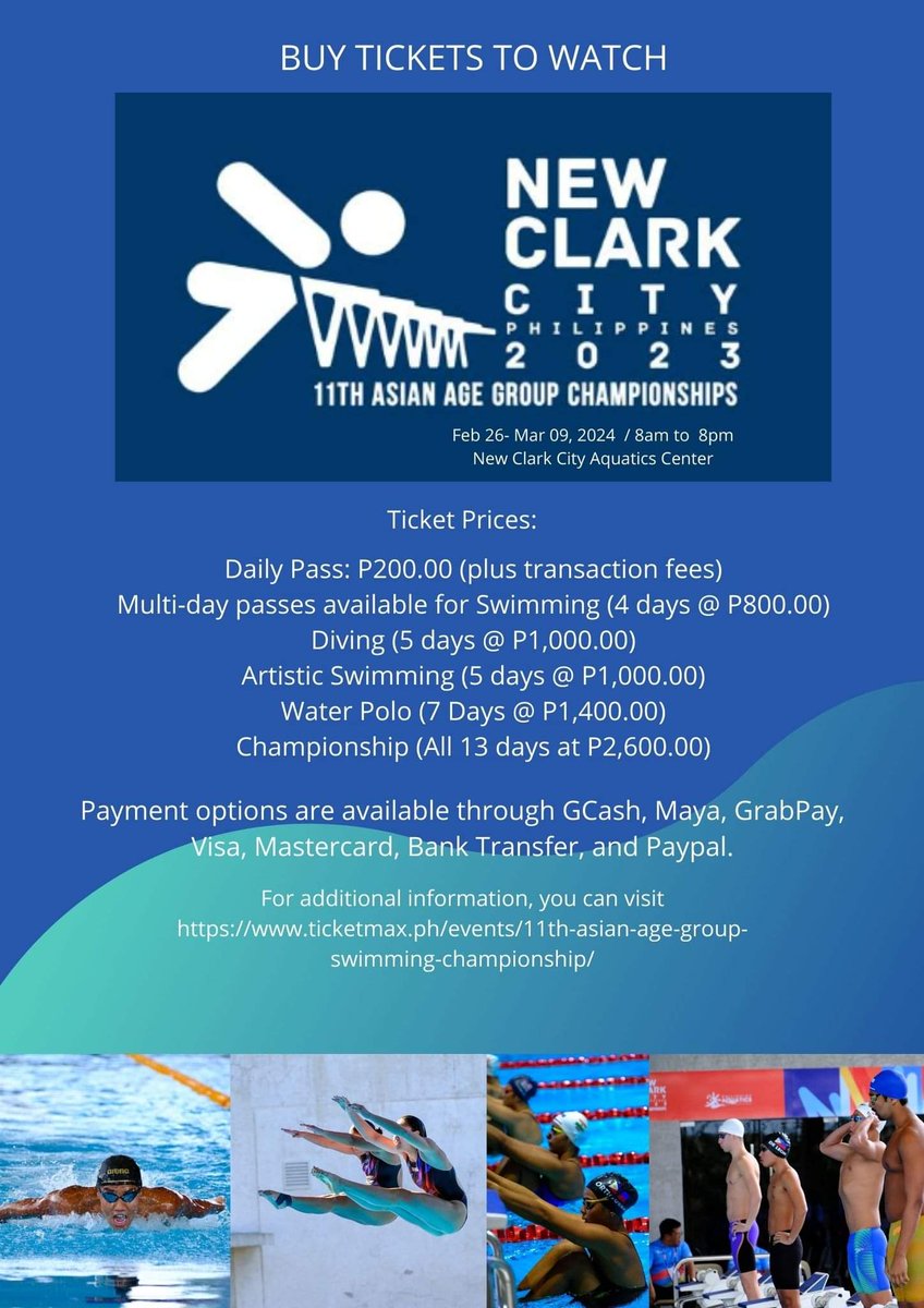 Catch the action and excitement in the 11th Asian Age Group Championships with multi-day tickets now on sale and available for the public online. ticketmax.ph/.../11th-asian…