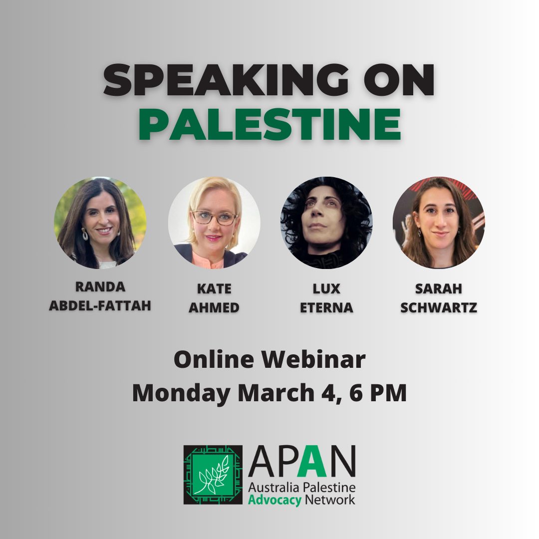 Join us for this online webinar hosted by @APAN4Palestine on Monday 4 March 6pm 'Speaking (out) on Palestine While it has always been fraught to speak about Palestine, the current climate has made it near impossible. Many teachers in primary and secondary schools are reporting…