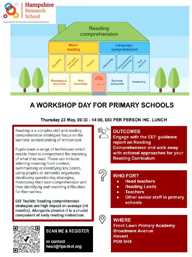 Book onto this one day conference to explore the EEF guidance on Reading and how it can be applied to the classroom. researchschool.org.uk/hampshire/even…… @EducEndowFoundn @TKATAcademies @TKATLDN @HantsPriSLT