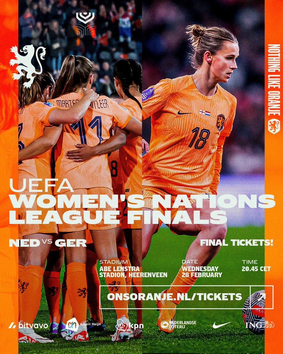 📢 𝐅𝐈𝐍𝐀𝐋 𝐓𝐈𝐂𝐊𝐄𝐓𝐒 𝐎𝐍 𝐒𝐀𝐋𝐄! ⏳ Get yours now! 🤩🏟 🔗 onsoranje.nl/tickets #NEDGER #UWNL