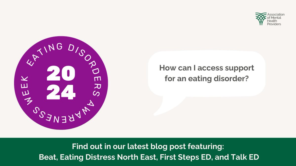 It’s #EDAW24 and we want to ensure that everyone knows where to go for #MentalHealth support. Read our new blog to find out how to best support you or someone you care for with an eating disorder: amhp.org.uk/support-for-an… @beatED @edneuk @FirstStepsED @TalkEDCharity