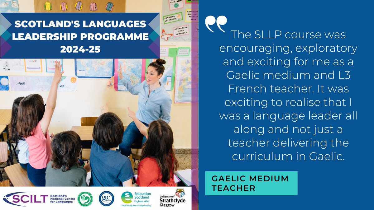 SCILT (@scottishcilt) on Twitter photo Applications for Scotland's Languages Leadership programme 2024-25, delivered jointly by SCILT and <a href="/EducationScot/">Education Scotland</a>, open later this week. Find about below what a GME teacher felt about participating in the programme #LangsLeadScot Applications for Scotland's Languages Leadership programme 2024-25, delivered jointly by SCILT and <a href="/EducationScot/">Education Scotland</a>, open later this week. Find about below what a GME teacher felt about participating in the programme #LangsLeadScot