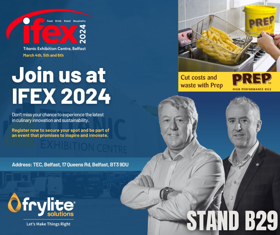 Mark your calendars! IFEX 2024 kicks off in just one week, and we're thrilled to showcase our latest innovations in food preparation and waste management. Where: Stand B29; TEC, Belfast When: March 5th-7th 🔗 𝐑𝐞𝐠𝐢𝐬𝐭𝐞𝐫 𝐇𝐞𝐫𝐞: ifex-2024.reg.buzz/?exhibitor-inv… #ifex #ifex2024