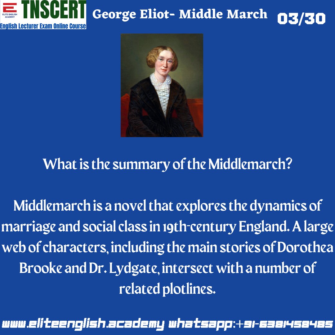EliteEnglishAc1's tweet photo. #tnscert #georgeeliot #middlemarch https://t.co/AOzvdsDBBS