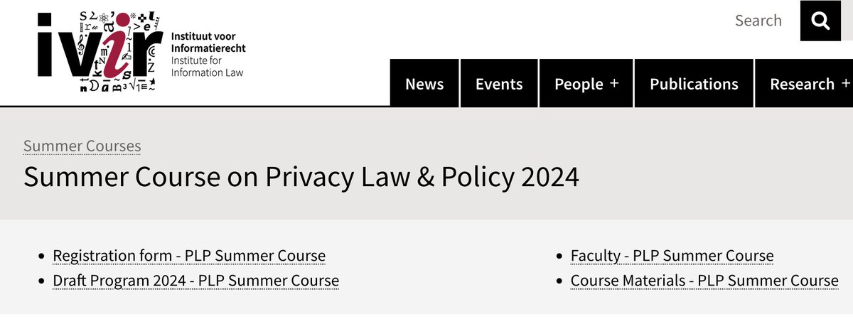 The IViR Summer Course on Privacy Law & Policy will take place between 1 and 5 July 2024 in Amsterdam. The course will focus on the rules which apply to data-driven digital technologies and AI in both the EU and the US. ivir.nl/courses/plp/